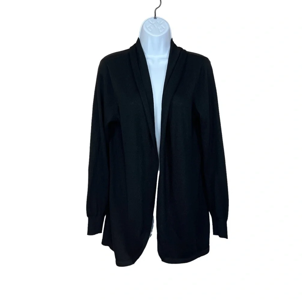 Small Ella Moss Black Shrug Cardigan Sweater Long Sleeve Open Front Knit